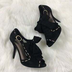 Moschino Chic Suede Bow Peep Toe Heel